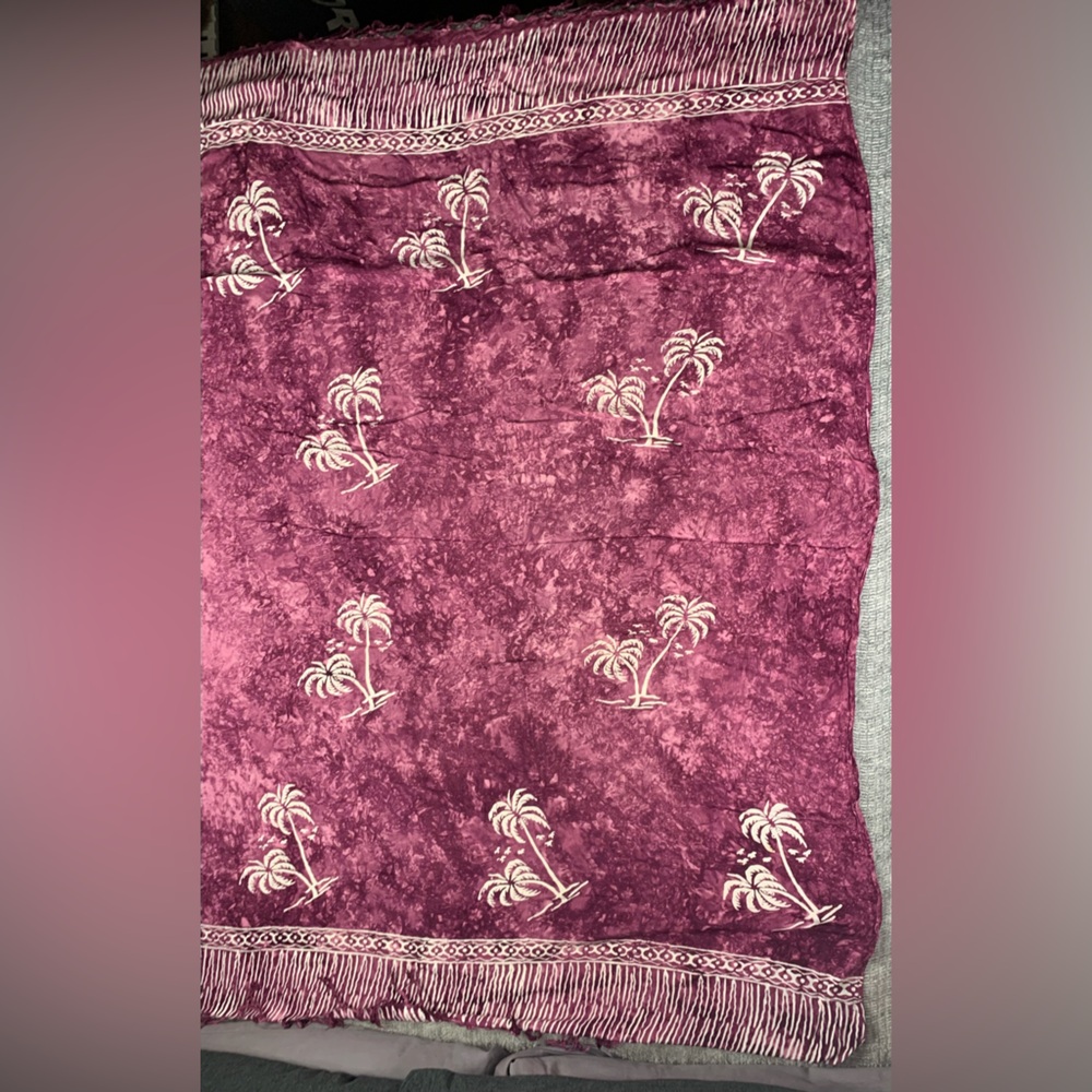 Sai Baba palm tree Swim Vintage Sarong Coverup  Sai Baba Large Scarf Wrap